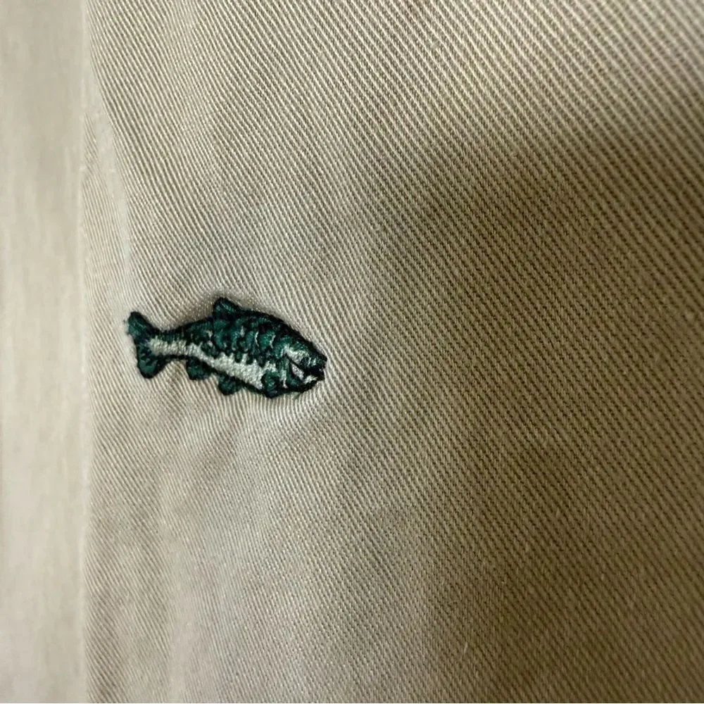 J Crew The Sutton Chino Pants Mens 33x32 Tan Straight Embroidered Fish Cotton